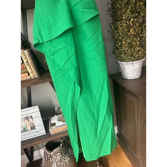 BCBGMAXAZRIA Daphne Peplum Crepe Evening Gown Malachite Womens Size 0 - Picture 6 of 10